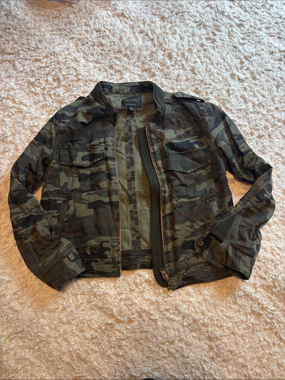 Sanctuary Women's Camouflage Bomber Jacket - Olive Green